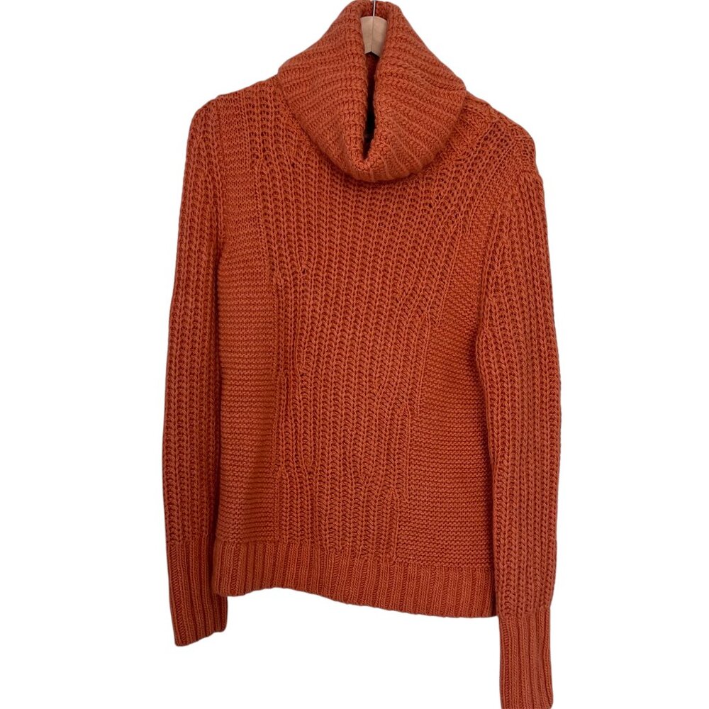 BR Italian Yarn Mixed Stitch Chunky Knit Cowlneck Sweater Merino Wool Alpaca M